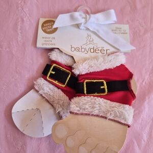 Baby Deer Festive Red Booties with Belt Design